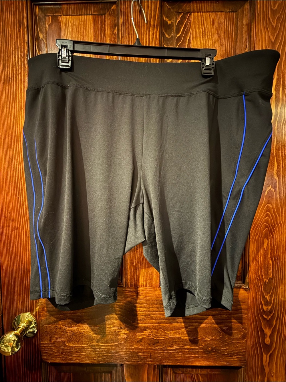 Livi Active Black Bike Shorts with Blue Piping